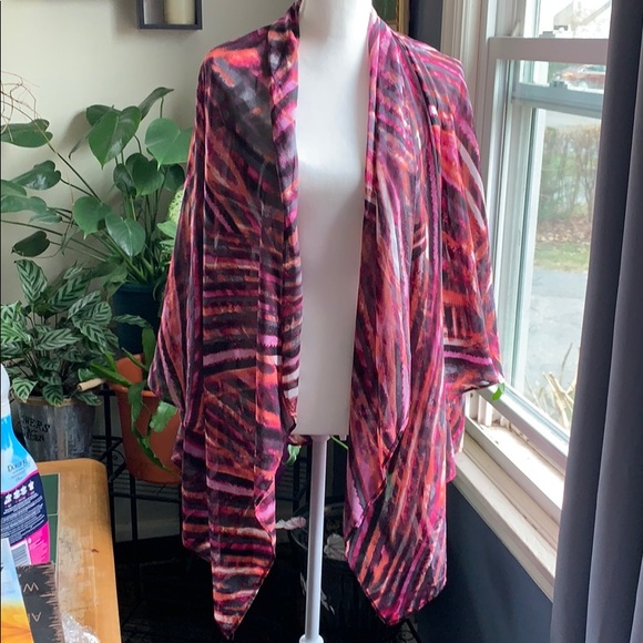 Avenue Tops - Colorful striped sheer kimono